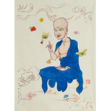 施瑞康国画人物发问罗汉图字画之家