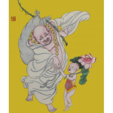 施瑞康国画人物同乐图字画之家