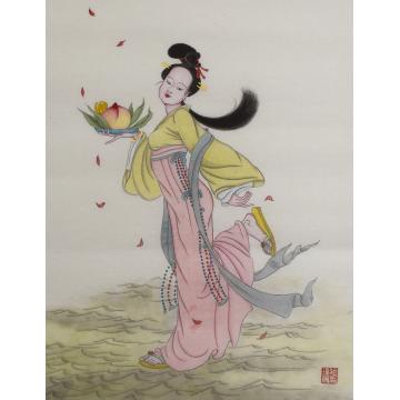 施瑞康国画人物麻姑献寿字画之家