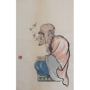 施瑞康国画人物难陀多化尊者字画之家