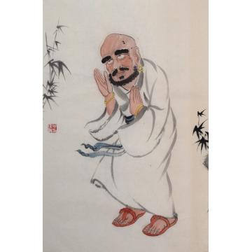 施瑞康国画人物因陀得慧尊者字画之家