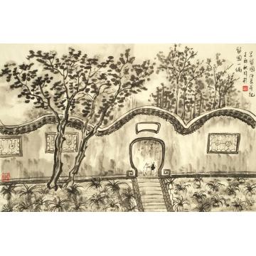 王仲良国画山水留园一偶字画之家