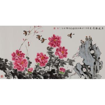 马建成国画花鸟东风拂国色字画之家