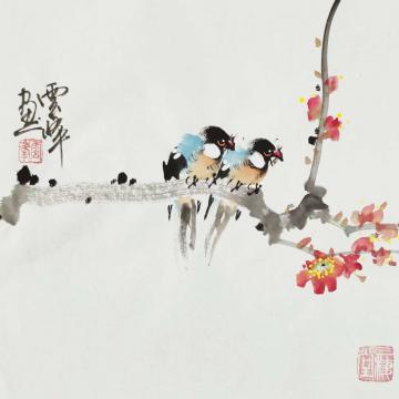 云峰国画花鸟赠送：双栖字画之家
