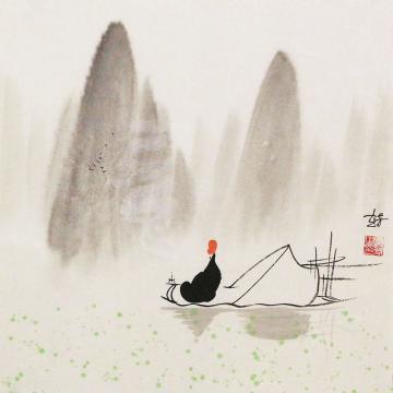 赵芳国画山水禅海泛舟字画之家