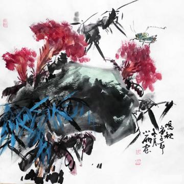 周小雨国画花鸟鸣秋字画之家