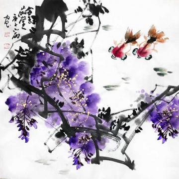 周小雨国画花鸟金玉满堂字画之家