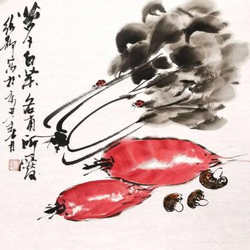 陈绍静国画花鸟萝卜白菜字画之家
