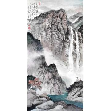 于恩沛国画山水望庐山瀑布字画之家