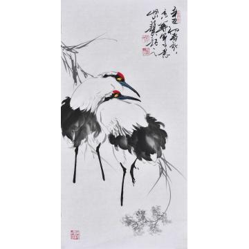 杨怀山国画花鸟瑞鹤呈祥字画之家