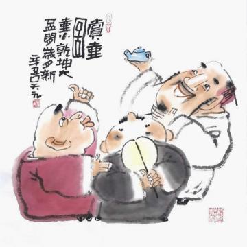 吴元国画人物赏壶图字画之家