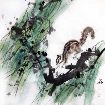 周小雨国画花鸟松趣字画之家