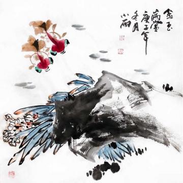周小雨国画花鸟金玉满堂字画之家