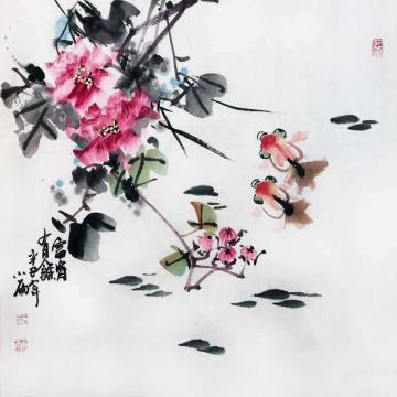 周小雨国画花鸟富贵有余字画之家