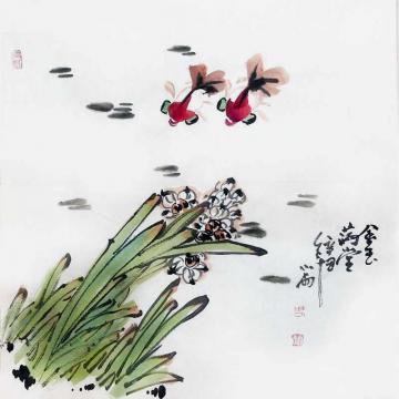 周小雨国画花鸟金玉满堂字画之家