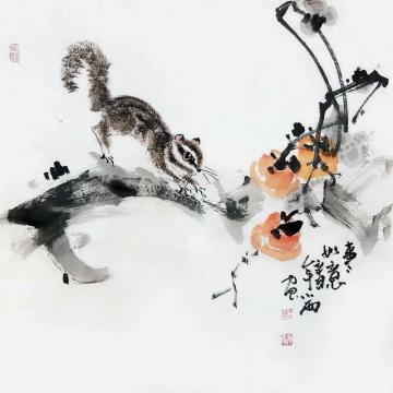 周小雨国画花鸟事事如意字画之家