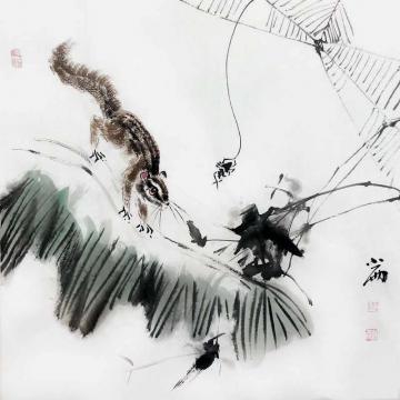 周小雨国画花鸟喜从天降字画之家