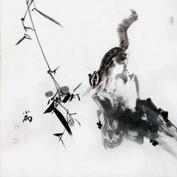 周小雨国画花鸟野趣图字画之家