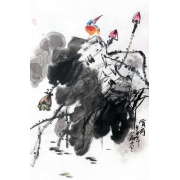 周小雨国画花鸟赏荷字画之家