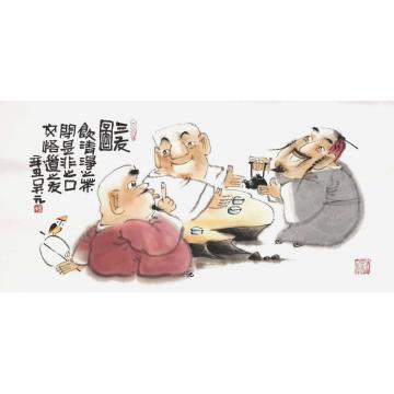 吴元国画人物三友图字画之家