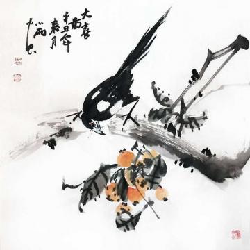 周小雨国画花鸟大喜图字画之家