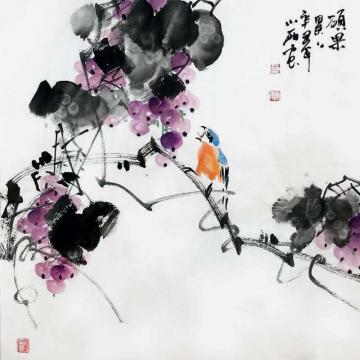周小雨国画花鸟硕果累累字画之家