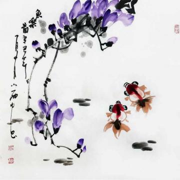 周小雨国画花鸟鱼乐图字画之家