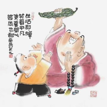 吴元国画人物苦瓜也甜字画之家