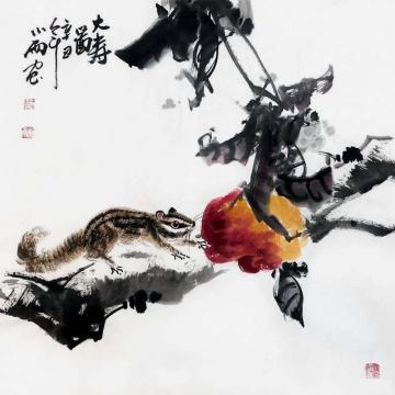 周小雨国画花鸟大寿图字画之家