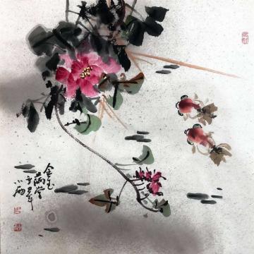 周小雨国画花鸟金玉满堂字画之家