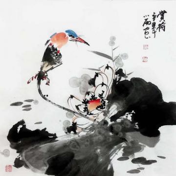 周小雨国画花鸟赏荷字画之家