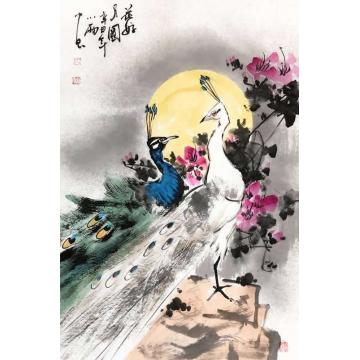 周小雨国画花鸟花好月圆字画之家