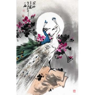 周小雨国画花鸟花好月圆字画之家