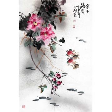 周小雨国画花鸟金玉满堂字画之家