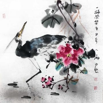 周小雨国画花鸟一路荣华字画之家