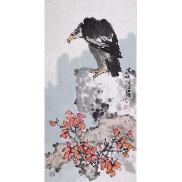 朱大成国画花鸟独立寒秋字画之家
