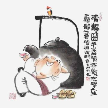 吴元国画人物清静图字画之家