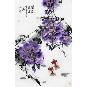 周小雨国画花鸟紫气东来字画之家