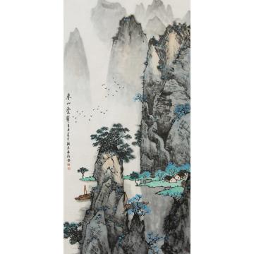 王长纯国画山水春山叠翠字画之家