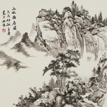 姜立寿国画山水山林幽居图-展览作品字画之家