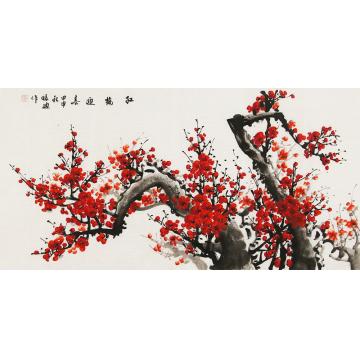 孙迪国画花鸟红梅迎春（错版）字画之家
