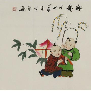 周佳惠国画人物献寿字画之家