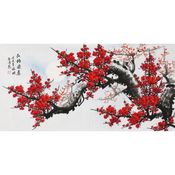 孙迪国画花鸟红梅迎春字画之家