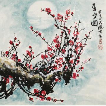 王孝华国画花鸟香雪图字画之家