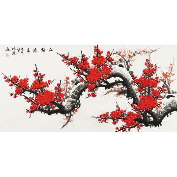孙迪国画花鸟红梅迎春字画之家