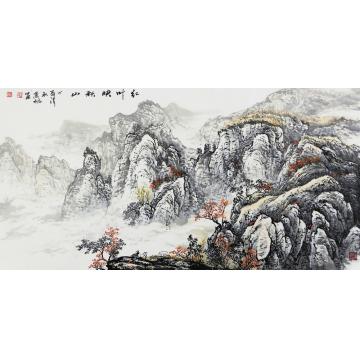 肖枫国画山水红叶映秋山字画之家