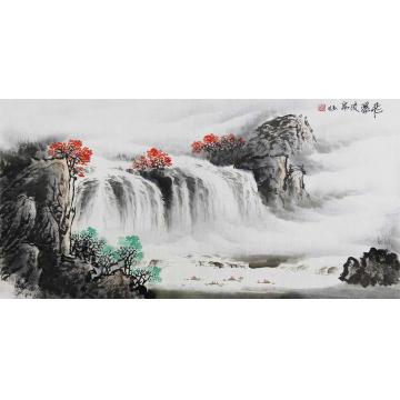 弘明国画山水飞瀑流泉（退）字画之家