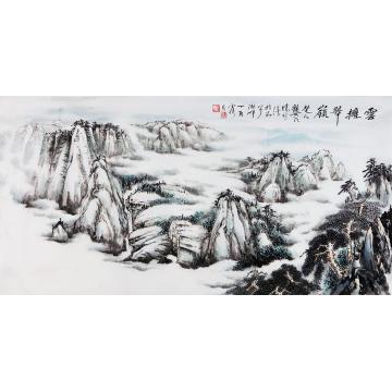 龚胜明国画山水云拥翠岭（退）字画之家