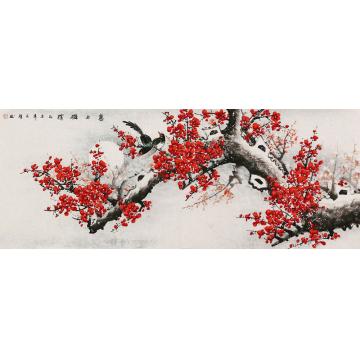 王颖国画花鸟喜上梅梢字画之家