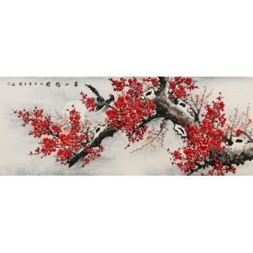 王颖国画花鸟喜上梅梢字画之家